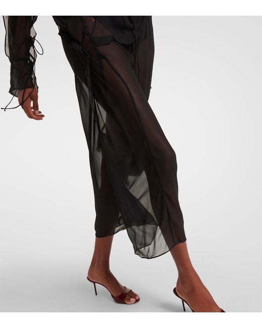 Christopher Esber Gray Ruffled Silk Midi Dress