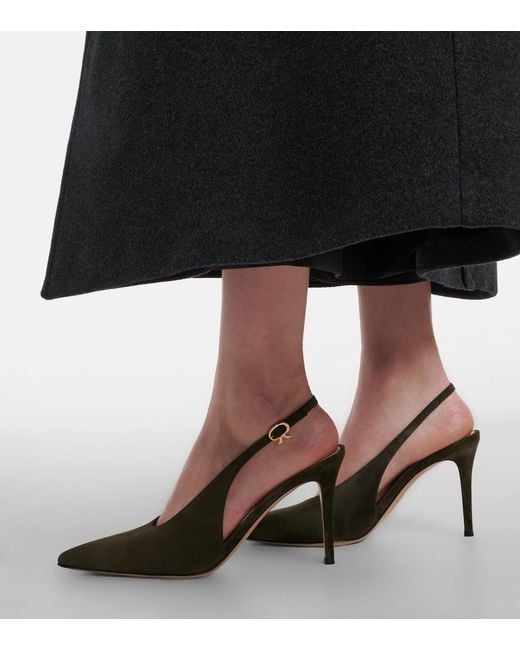 Gianvito Rossi Green Robbie Suede Slingback Pumps