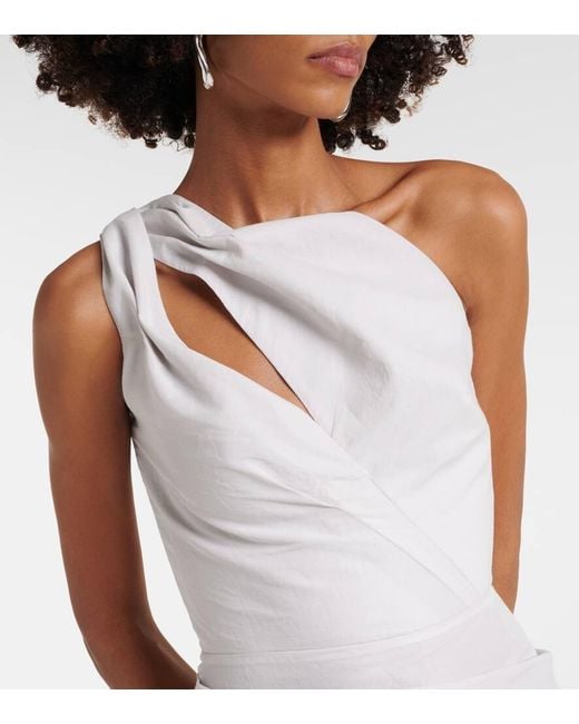 Maticevski White Brightness Asymmetric Draped Gown