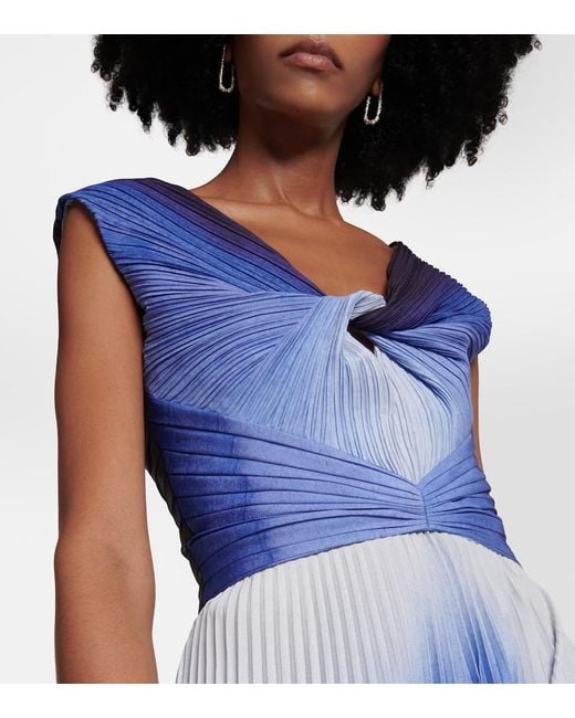Altuzarra Blue Printed Pleated Maxi Dress