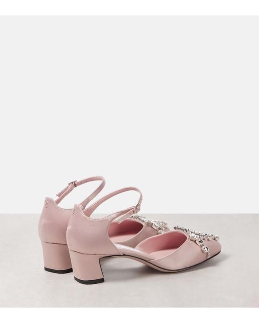 Jimmy Choo Pink Verity 45 Embellished Satin Pumps