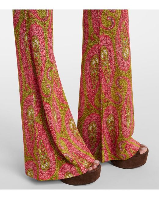 Etro Orange Paisley Flared Pants