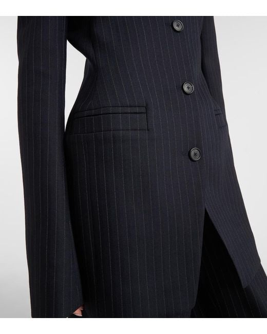 Khaite Blue Naran Pinstripe Wool-Blend Blazer
