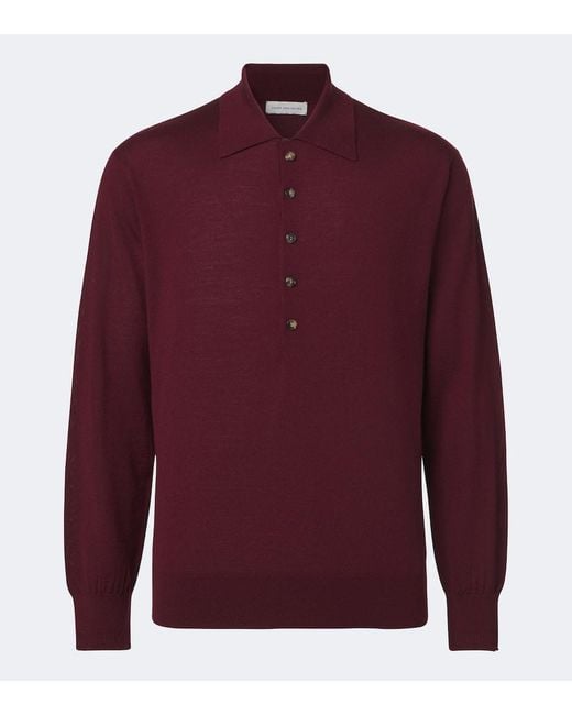 Dries Van Noten Red Wool Polo Sweater for men