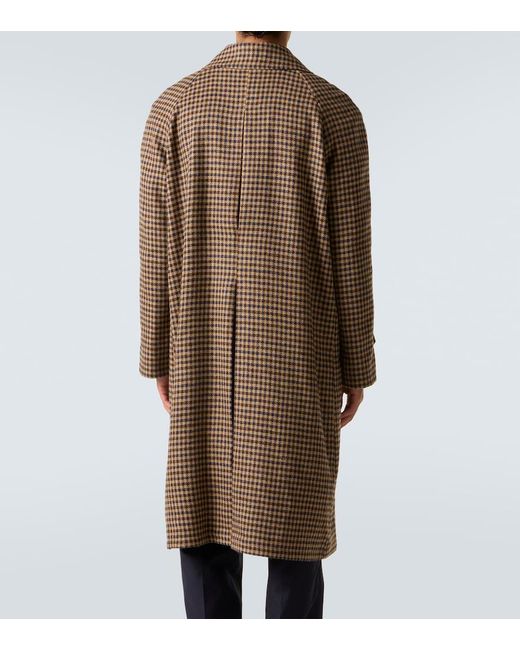 Rubinacci Brown Houndstooth Virgin Wool Coat for men