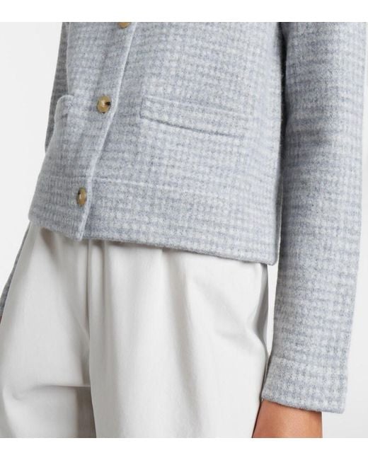 Vince Gray Checked Wool And Cashmere Cardigan