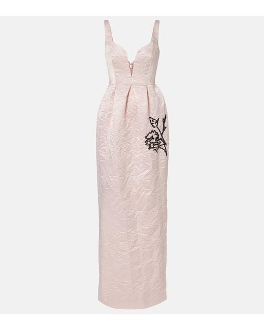 Erdem Pink Bestickte Robe Aus Satin
