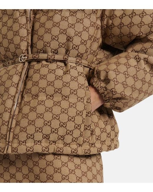 Gucci Brown Gg Canvas Down Jacket