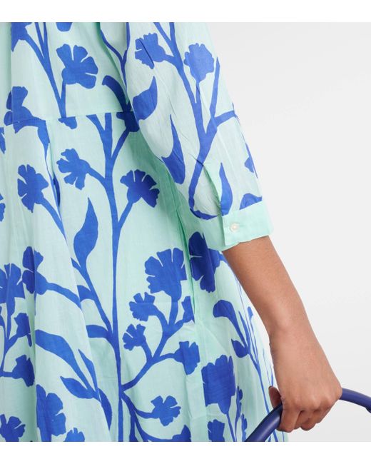 Robe longue imprimee en coton Juliet Dunn en coloris Blue