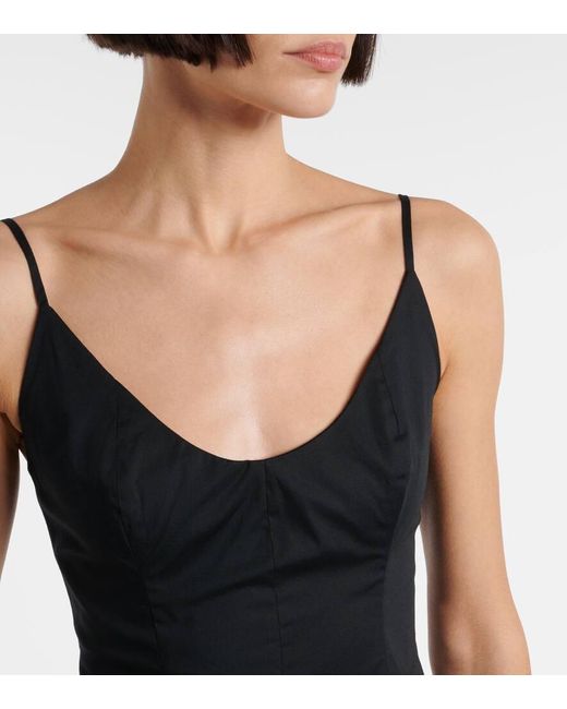 Staud Black Dena Cotton Poplin Minidress