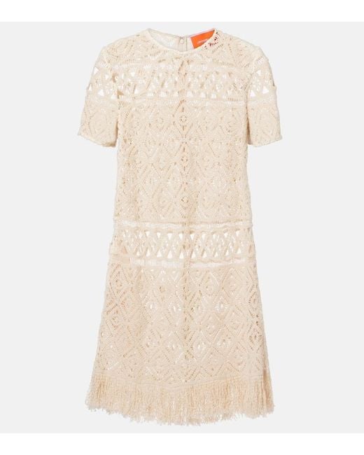 LaDoubleJ Natural Lacey Macrame Cotton Minidress