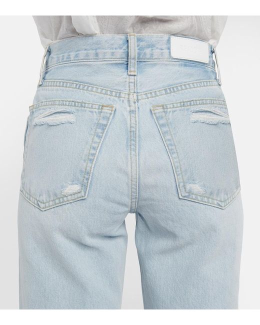 Re/done Blue '90S High-Rise Straight Jeans