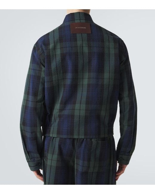 J.W. Anderson Blue Checked Cotton Seersucker Blouson Jacket for men