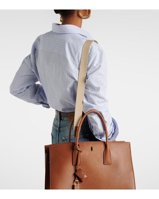 Saint Laurent Brown Sac De Jour Large Leather Tote Bag