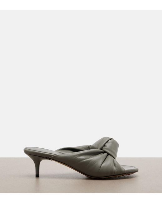 Bottega Veneta Gray Cherry Knot Leather Mules