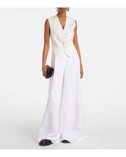 Ralph Lauren White Weste Jaiden Aus Leinen