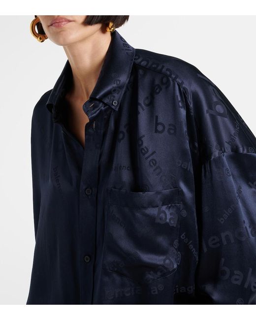 Balenciaga Blue Cocoon Silk Shirt