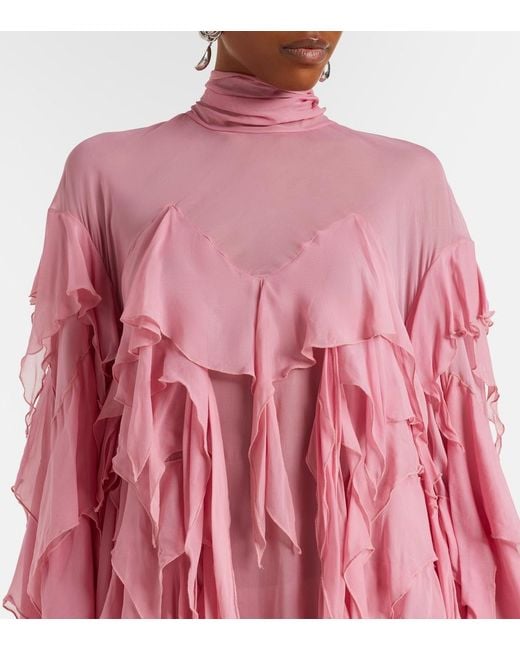 Blumarine Pink Tiered Chiffon Minidress
