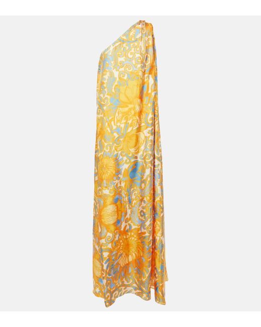 LaDoubleJ Metallic Roy Floral Silk Twill Maxi Dress