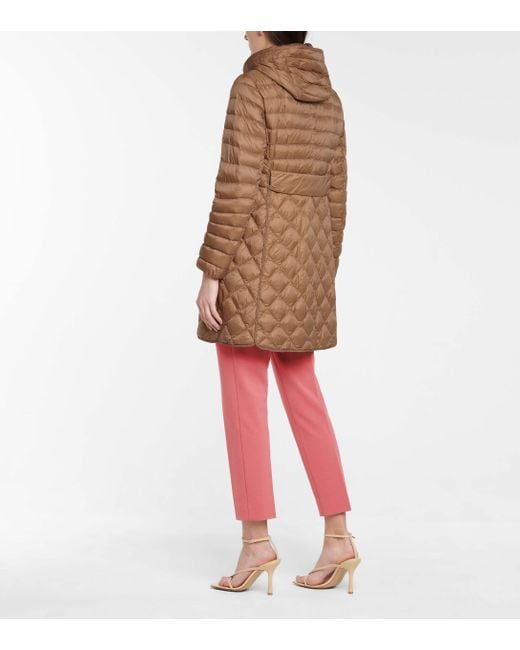 Max Mara Max Mara The Cube Hooded Down Coat in Brown | Lyst