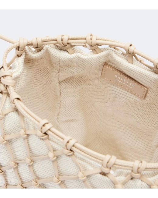SAVETTE White Macrame Small Leather Pouch