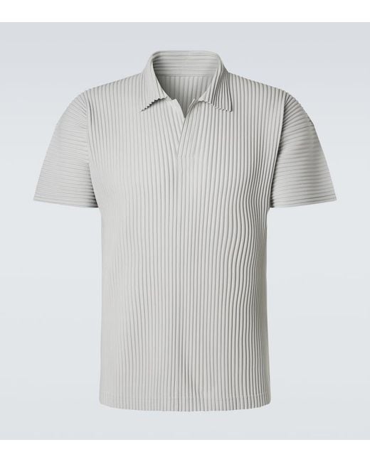 Homme Plissé Issey Miyake Gray Basics Pleated Polo Shirt for men