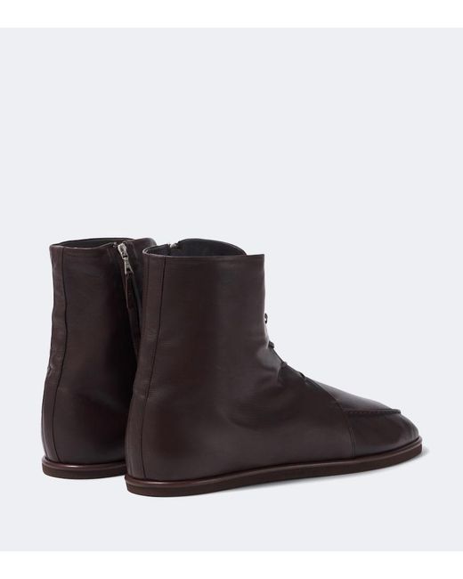 Auralee Brown Leather Ankle Boots for men