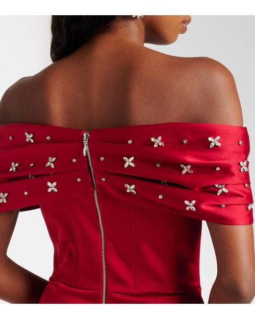 Rebecca Vallance Red Carmella Embellished Satin Minidress