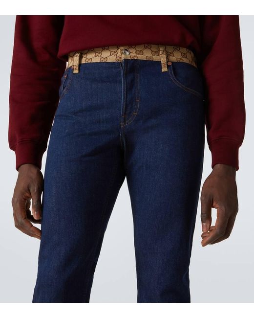 Jean Tapered Gg A Taille Mi-Haute Gucci pour homme en coloris Blue
