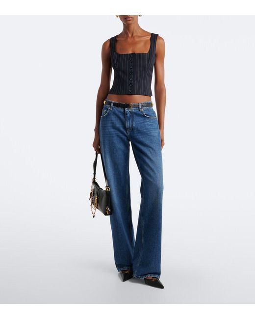 Dolce & Gabbana Black Pinstriped Wool-Blend Vest