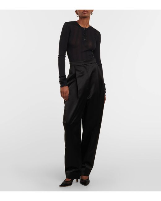 Khaite Black Janelle Cotton-blend Jersey Bodysuit