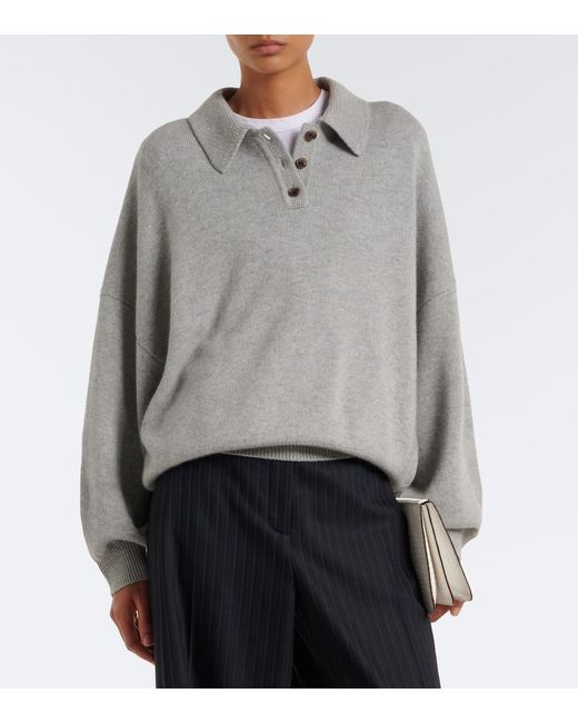 Lisa Yang Gray Etta Cashmere Polo Sweater