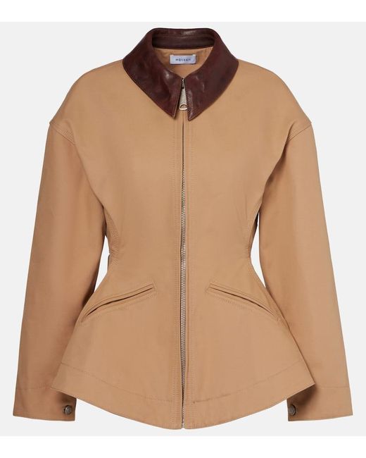 Alexander McQueen Brown Leather-Trimmed Canvas Jacket
