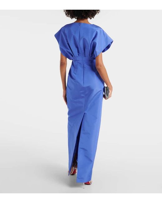 Carolina Herrera Blue Bow-Detail Silk Faille Gown
