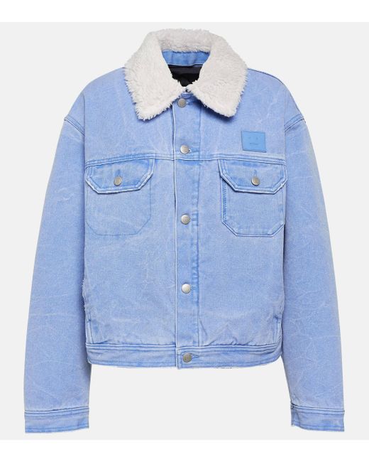 Acne Blue Cotton Denim Jacket With Shearling