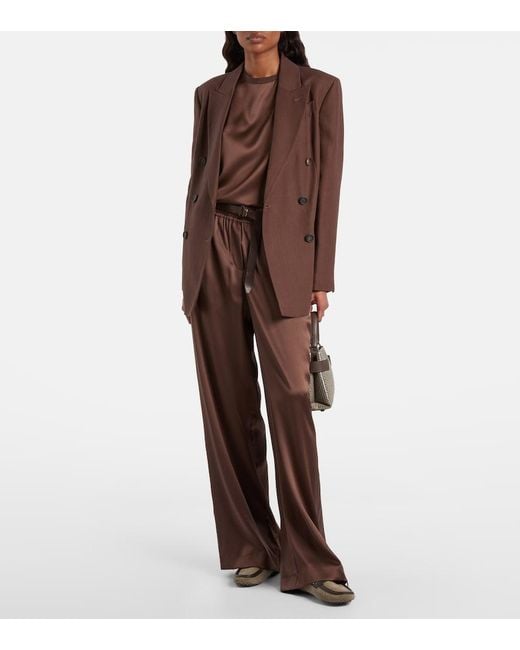 Brunello Cucinelli Brown Monili Leather-Trimmed Suede Boat Shoes