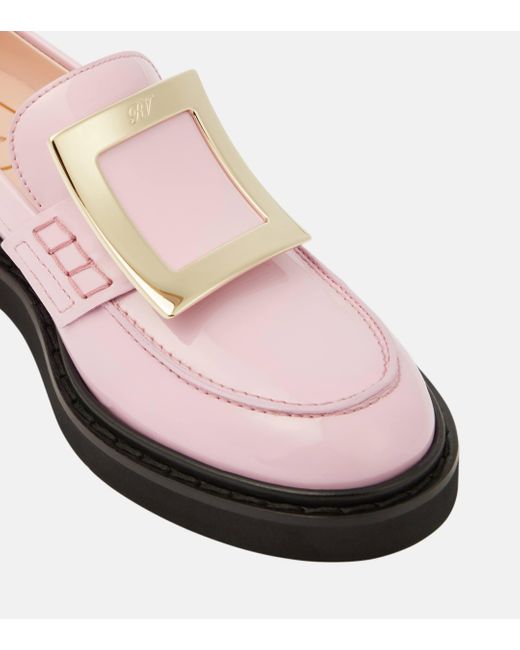 Roger Vivier Pink Viv' Rangers Patent Leather Loafers