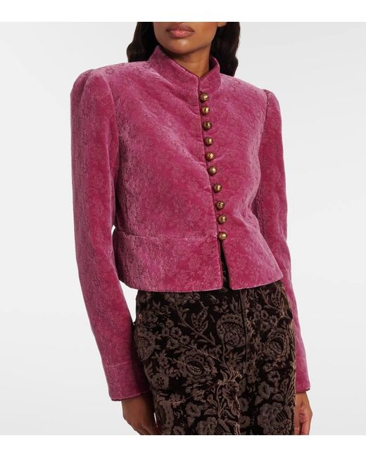 Veste Raccourcie En Velours De Coton A Fleurs Chloé en coloris Red