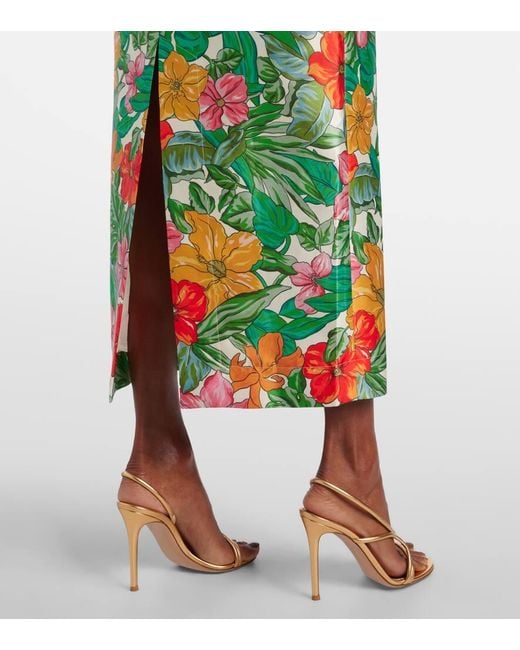 ALÉMAIS Green Printed Off-Shoulder Maxi Dress