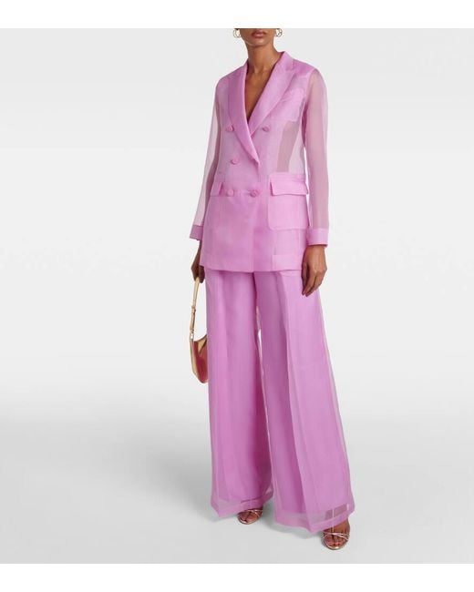 Max Mara Pink Silk Light Knit Double-Breasted Blazer