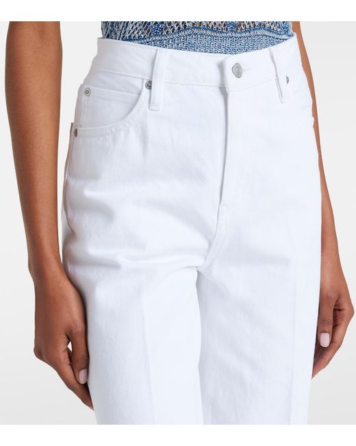 FRAME White The Eyelet Embroidered Flared Jeans