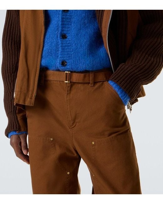 Sacai Brown X Carhartt Wip Belted Cotton Cargo Pants for men