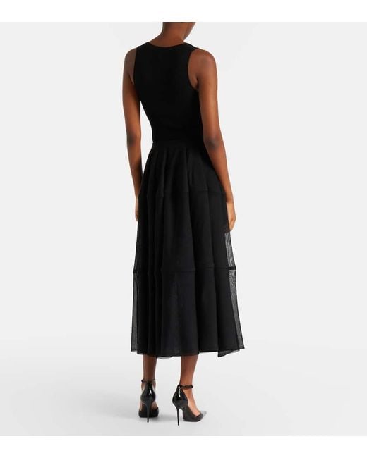 Falda Midi Semitransparente Alaïa de color Black