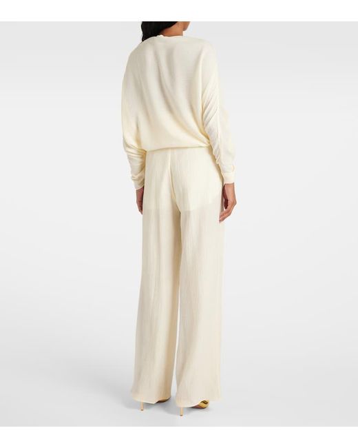 ‎Taller Marmo White Zoagli Cotton And Silk-Blend Straight Pants