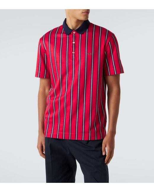 Valentino Red Vlogo Striped Polo Shirt for men