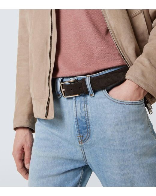 Brioni Black Suede Belt for men