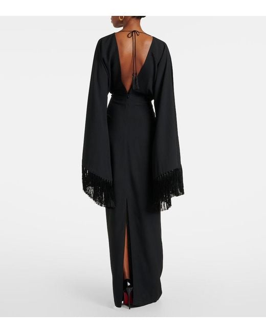 Taller Marmo Black Magnifique Fringed Crepe Gown