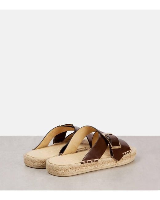 Loewe Brown Paula's Ibiza Pantoletten Aus Leder Mit Plateausohle