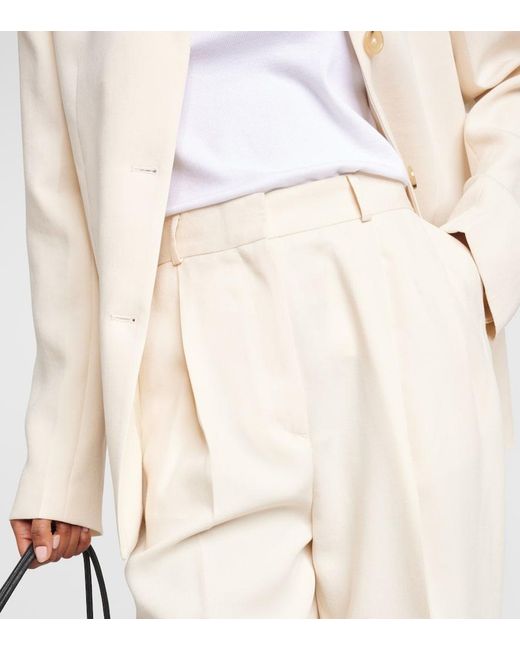Totême White Pleated Straight Pants
