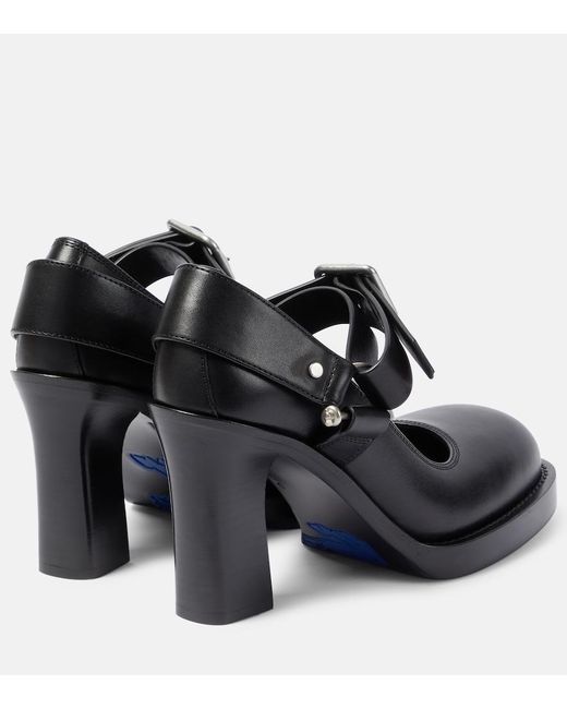 Burberry Black Stirrup 85 Leather Pumps - Women's - Calf Leather/cotton/calf Leather